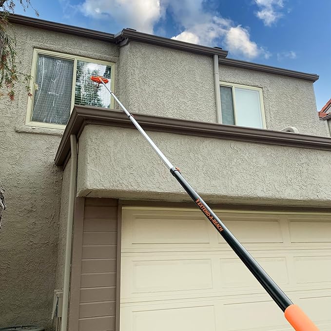 4-12 ft Long Telescopic Extension Pole // Multi-Purpose Extendable Pole with Universal Twist-on Metal Tip // Lightweight and Sturdy // Best Telescoping Pole for Painting, Dusting and Window Cleaning