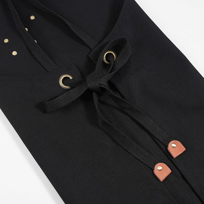 Chef Aprons for Men Canvas Apron with Large Pockets and Adjustable Neck Strap for Cooking,BBQ, Gardening