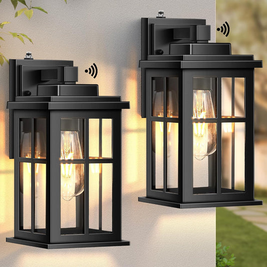 Dusk to Dawn Outdoor Lights for House, 2 Pack Outdoor Light Fixture, Black Exterior Lighting Fixtures, Dusk to Dawn Outdoor Lighting for House, Porch, Garage, Doorway, Anti-Rust, Waterproof