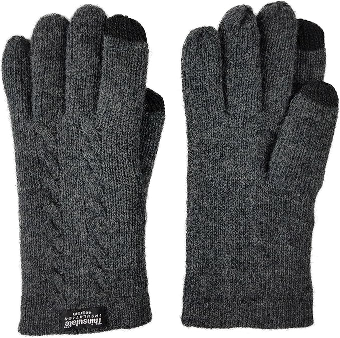 BRUCERIVER Ladie's Pure Wool Knit Gloves with Thinsulate Lining and Cable design