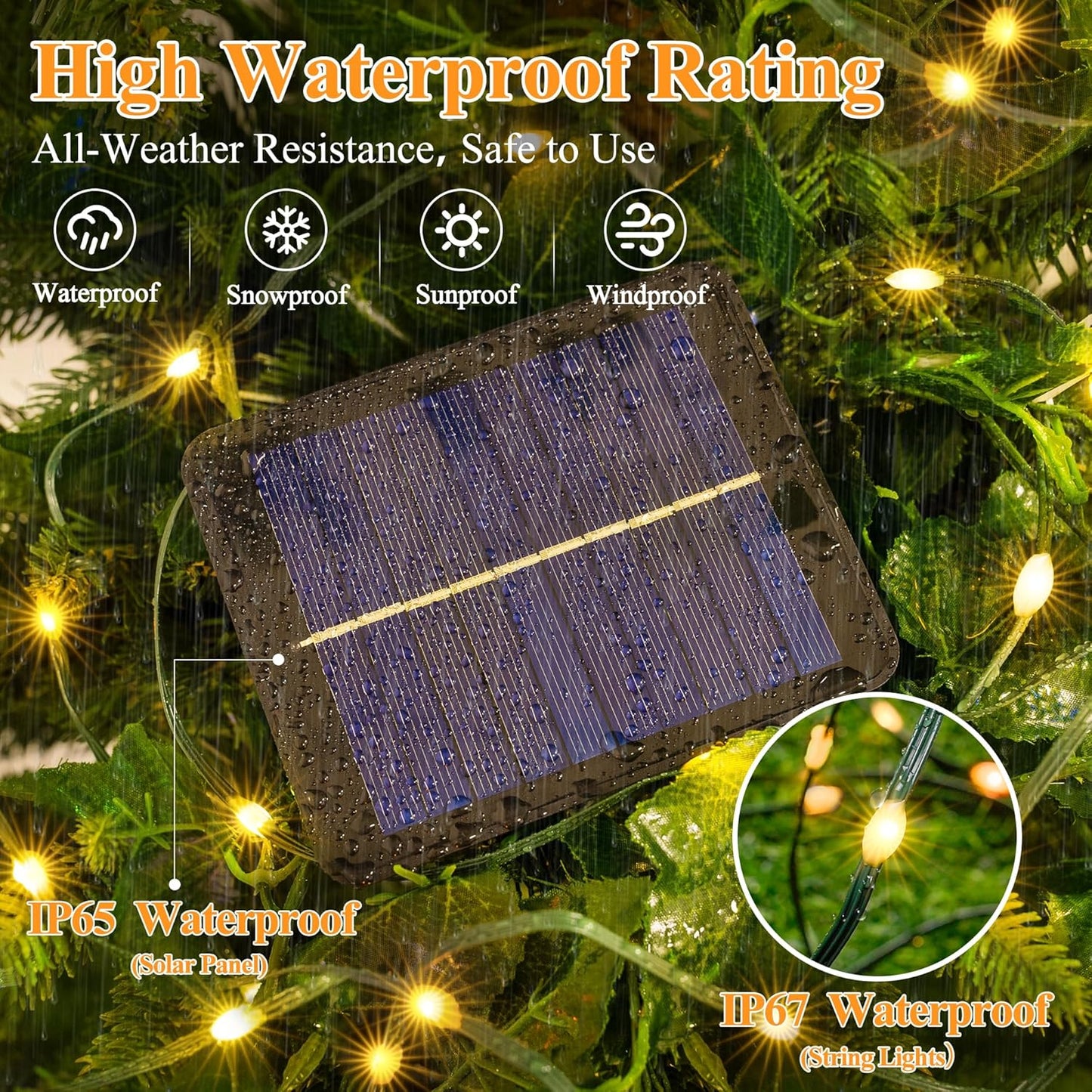 2 Pack Solar String Lights Total 600LED 197FT, IP67 Waterproof Solar Lights for Outside with 8 Modes, Fairy Lights for Patio Garden Party Wedding Yard Camping Decorations (Warm White)