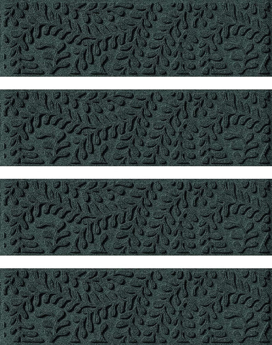 Waterhog Stair Treads (Set of 4) – 8 1/2 x 30 Inches, Durable,Water-Trapping, Indoor/Outdoor Floor Covering, Boxwood Collection – Made in USA, Evergreen