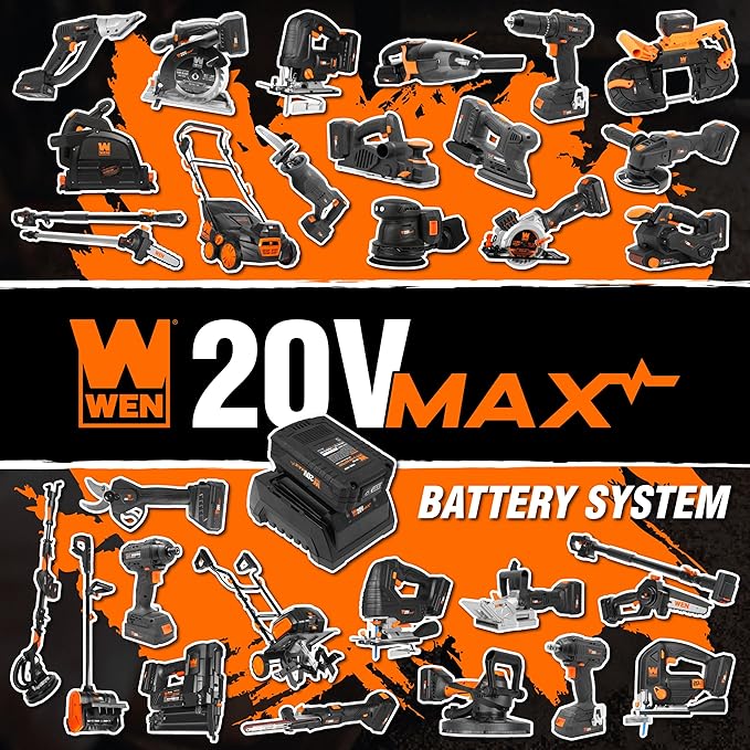 WEN 20V Max 12-Inch Cordless Snow Shovel with 5Ah Battery and Charger (20720)