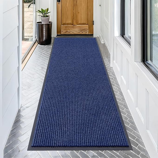 OLANLY Front Door Mat Indoor Outdoor Entrance, Waterproof Heavy Duty Doormat, Fade Resistant, Low Profile, Easy Clean Patio Porch Welcome Floor Mats for Entry, 71x30, Blue