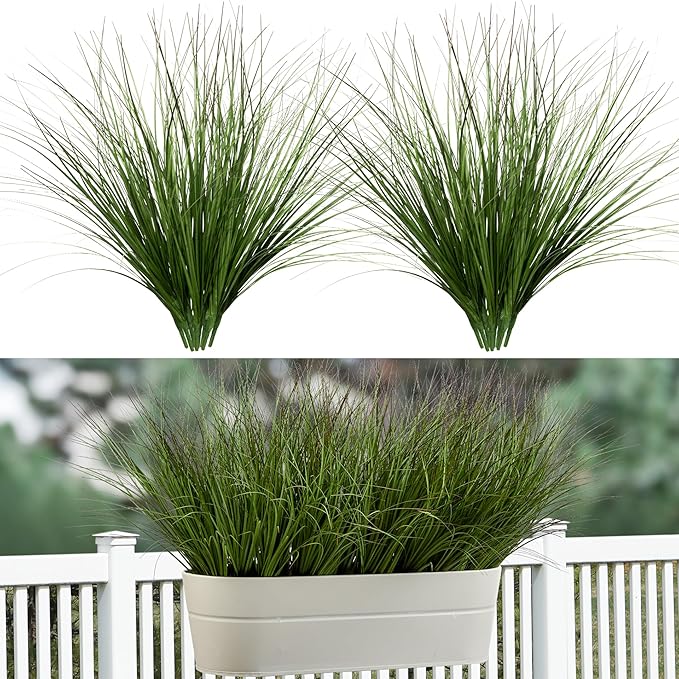 16PCS 17.3" Fake Plants Artificial Wheat Grass Greenery Plastic Plants Fake Grass Artificial Plants for Outdoor Decor Artificial Grass Plant with Greenery Stems for Indoor Home Decoration
