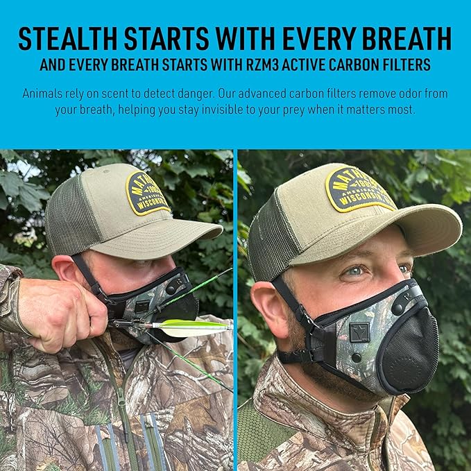 RZ Mask RZM3 - Patented Dust Mask w/ 99.8% Carbon Filtration, Anti Fogging, 360° Seal with 3 Straps, 50% Better Breathability