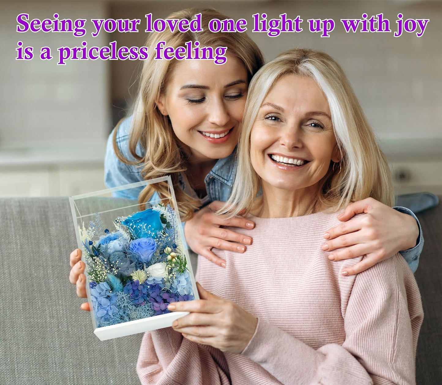 Valley of Rain & Forest Long-Lasting Real Flowers, Handcrafted Preserved Rose Bush For you to Send Love for All Occasions, Floral Arrangement for Indoor Decoration (Blue Rose)