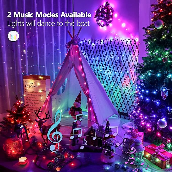 BrizLabs Valentine Fairy String Lights, 33ft 100 LED Color Changing Christmas Fairy Lights with Remote Timer, USB Pink White Fairy Light Music Sync RGB Twinkle Light for Xmas Halloween Party Wedding