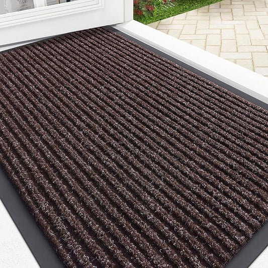 OLANLY Front Door Mat Indoor Outdoor Entrance, Waterproof Heavy Duty Doormat, Fade Resistant, Low Profile, Easy Clean Patio Porch Welcome Floor Mats for Entry, 33x21, Tan
