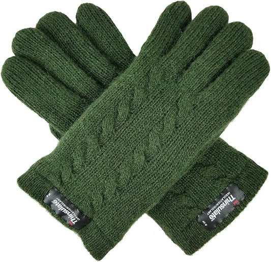 BRUCERIVER Ladie's Pure Wool Knit Gloves with Thinsulate Lining and Cable design