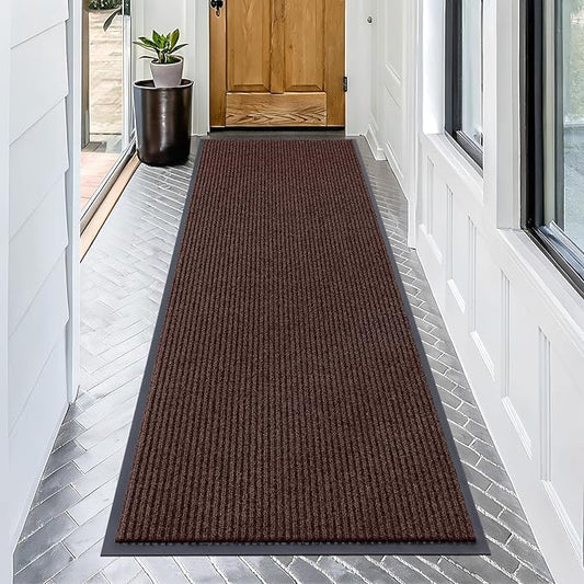 OLANLY Front Door Mat Indoor Outdoor Entrance, Waterproof Heavy Duty Doormat, Fade Resistant, Low Profile, Easy Clean Patio Porch Welcome Floor Mats for Entry, 71x30, Brown
