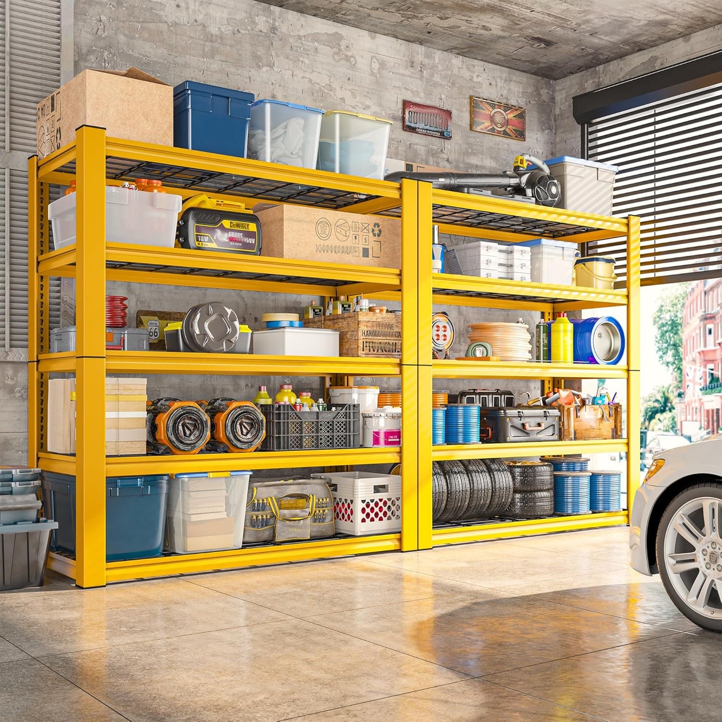 REIBII 72''H Garage Shelving 3010 LBS Storage Shelves Adjustable Metal Shelving 5 Tier Metal Shelves for Storage Industrial Shelf for Kitchen Pantry Warehouse Basement 72" HX35.5 WX16 D