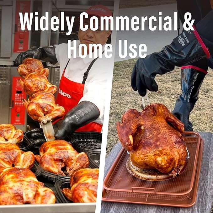 RAPICCA 700°F Heat Resistant BBQ Grill Gloves, Oil Resistant & Waterproof for Smoking, Grilling, Cooking, Deep Frying Turkey, Handling Hot Greasy Meat | Great Stocking Stuffers for Men