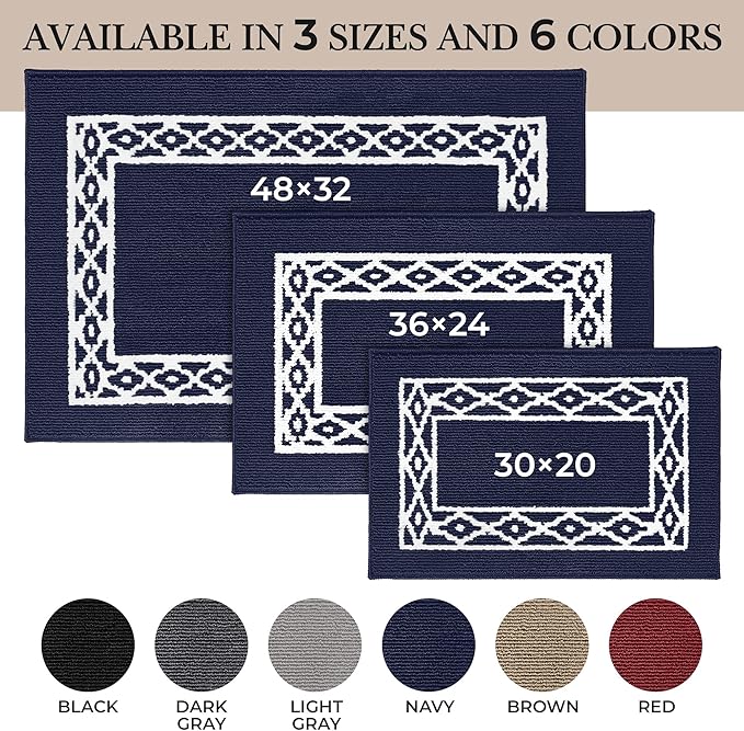 Premium Quality Polypropylene Indoor Door Mat - Beautiful Design with Non-Slip Backing, Washable & Low Profile Doormat - Ideal for Entryway Doors, Foyer, and Mudroom (24" x 36")