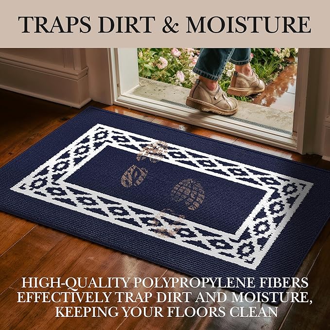 Premium Quality Polypropylene Indoor Door Mat - Beautiful Design with Non-Slip Backing, Washable & Low Profile Doormat - Ideal for Entryway Doors, Foyer, and Mudroom (32" x 48")