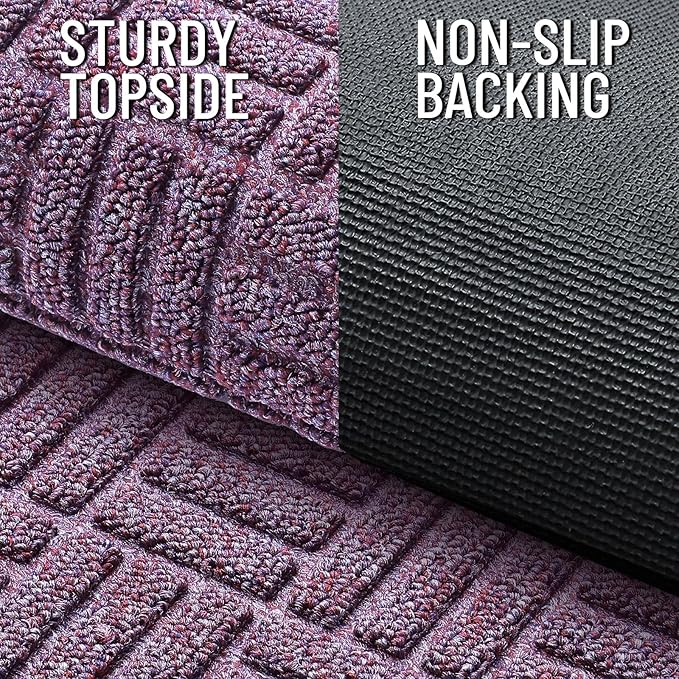 OLANLY Front Door Mat Outside Entrance 71x23, Absorbent, Heavy Duty Sturdy Natural Rubber Doormat Indoor Outdoor, Non-Slip, Stain and Fade Resistant, Low Profile Floor Mat for Entryway, Violet