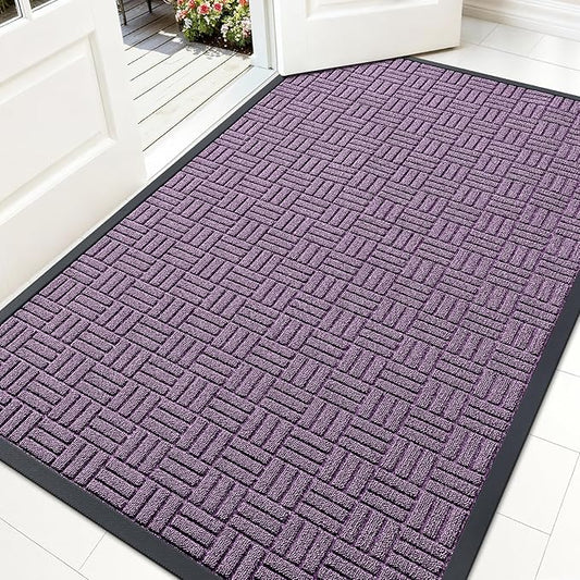 OLANLY Front Door Mat Outside Entrance 71x47, Absorbent, Heavy Duty Sturdy Natural Rubber Doormat Indoor Outdoor, Non-Slip, Stain and Fade Resistant, Low Profile Floor Mat for Entryway, Violet
