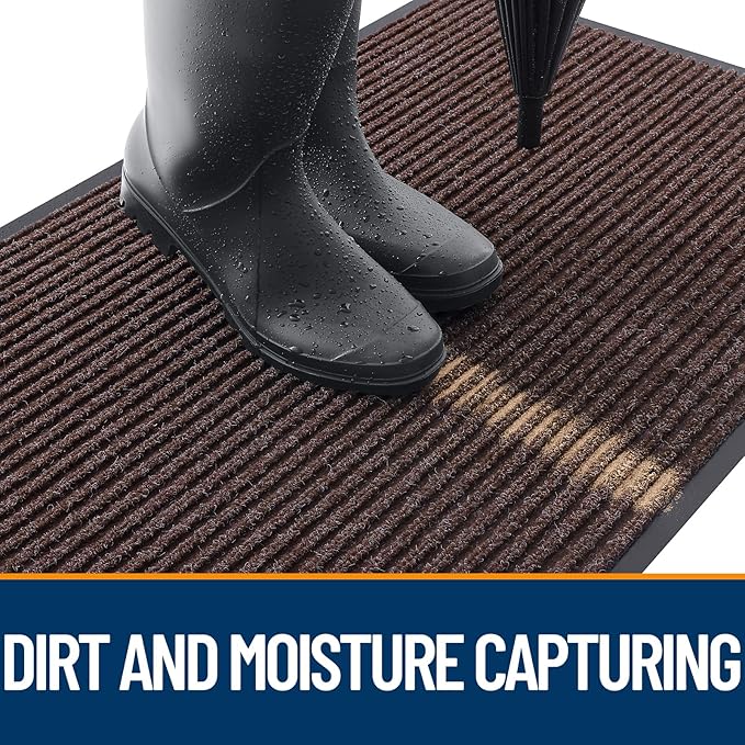 OLANLY Front Door Mat Indoor Outdoor Entrance, Waterproof Heavy Duty Doormat, Fade Resistant, Low Profile, Easy Clean Patio Porch Welcome Floor Mats for Entry, 71x23, Tan