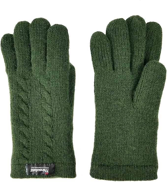 BRUCERIVER Ladie's Pure Wool Knit Gloves with Thinsulate Lining and Cable design