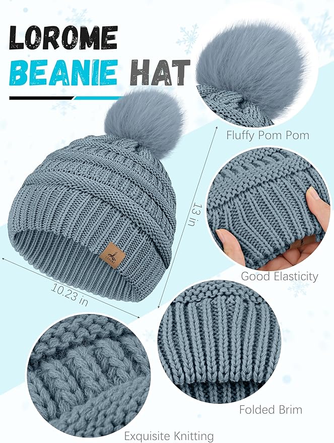 Winter Hat Scarf Gloves and Ear Warmer, Warm Knit Beanie Hat Touch Screen Gloves Set Winter Gifts Neck Scarves for Women