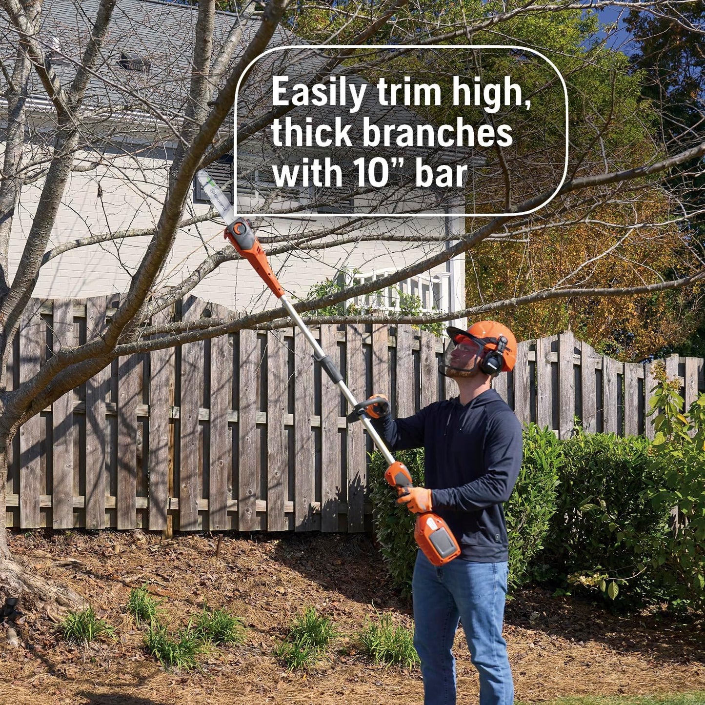 Husqvarna DP110 Pole Saw Attachment, 10-Inch FLXi Compatible Electric Pole Saw Attachment, Hook and Harness Included for Easy Storage and Additional Support