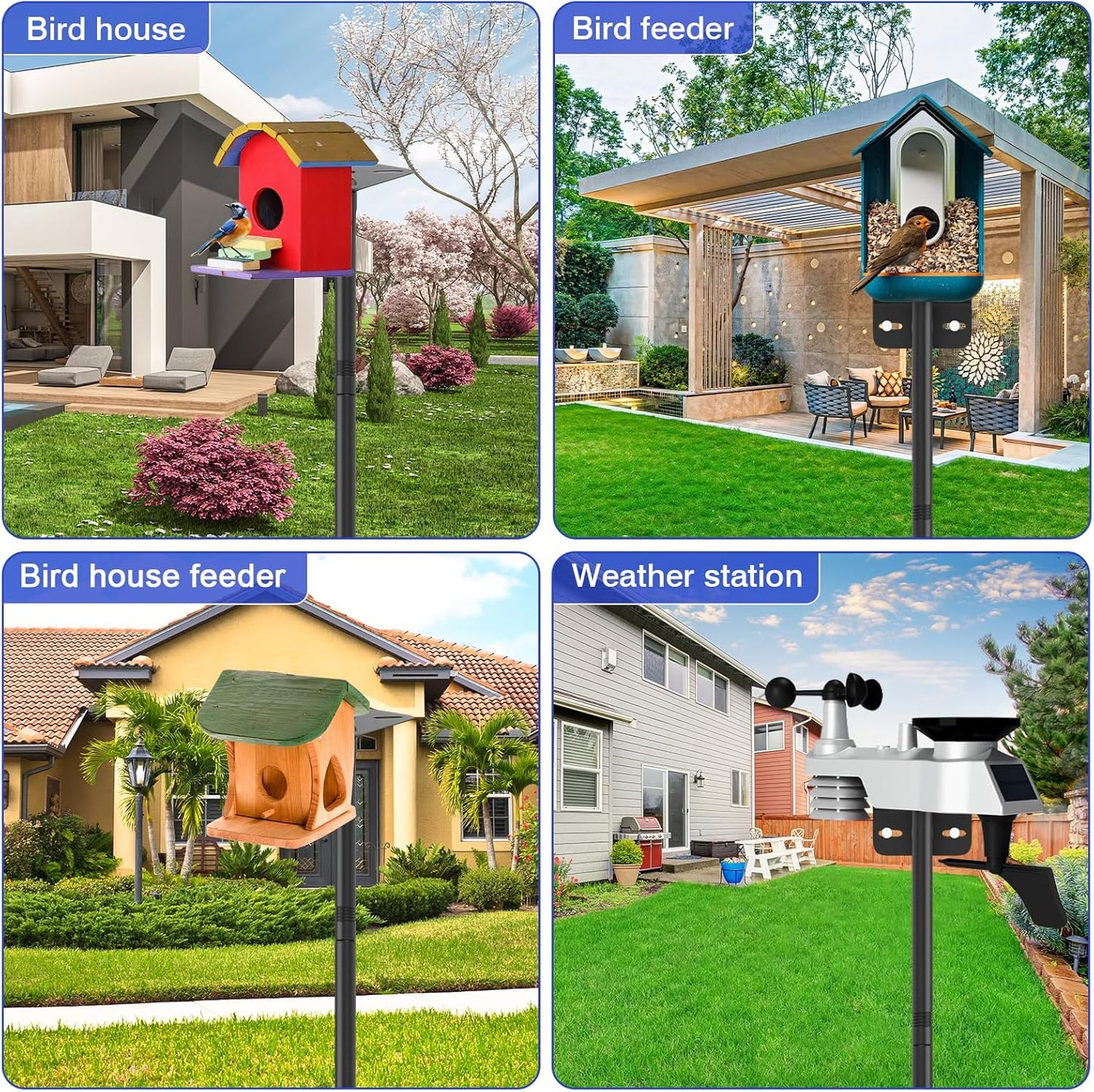 1 Pack 60 inch Adjustable Bird Feeder Pole,Bird House Pole Suitable for Feeders & BirdHouse,Weather Station,Heavy-Duty Rustproof Design,Enhance Outdoor Decor & Birdwatching Experience (1 PACK 60 inch)