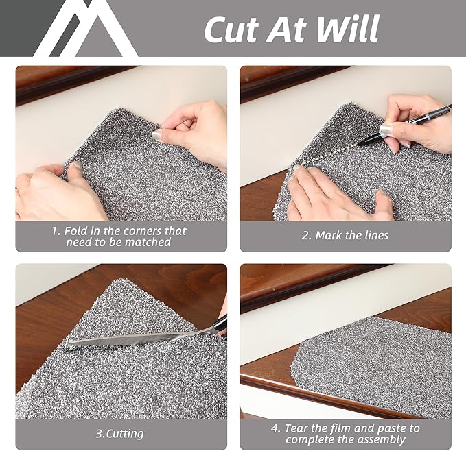 COSY HOMEER Stair Treads Non-Slip Carpet Mat 28inX9in Indoor Stair Runners for Wooden Steps, Stair Rugs for Kids and Dogs, 100% Polyester TPE Backing 4pcs,Grey,Protect Floor