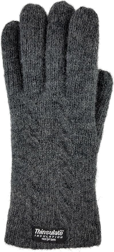 BRUCERIVER Ladie's Pure Wool Knit Gloves with Thinsulate Lining and Cable design