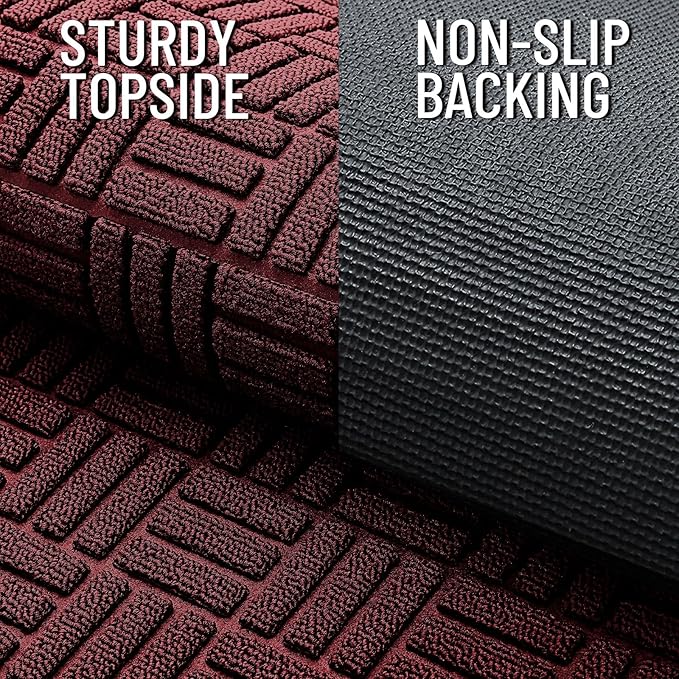 OLANLY Front Door Mat Outside Entrance 71x47, Absorbent, Heavy Duty Sturdy Natural Rubber Doormat Indoor Outdoor, Non-Slip, Stain and Fade Resistant, Low Profile Floor Mat for Entryway, Burgundy