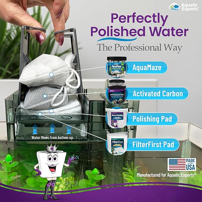 Aquatic Experts Aquarium Polishing Filter Pad, Water Polishing Pad for Aquarium Filters, Filter Floss for Fish Tank Filters, (100 Micron, 24" x 36" - 2 Pack)