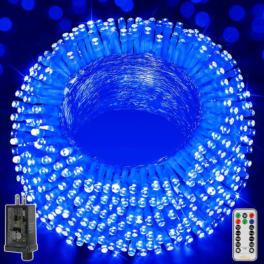Ollny Christmas Lights Outdoor 800LED 262FT, Blue Plug in Fairy Lights with Remote, 8 Modes Waterproof Timers Dimmable LED String Lights for Indoor House Outside Bedroom Patio Balcony