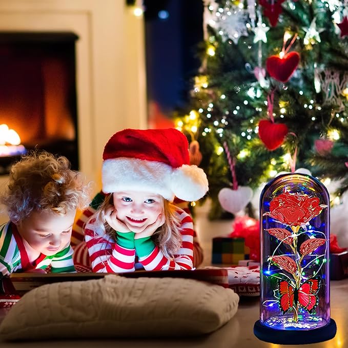 Valentines Day Gifts for Her,Valentines Day Rose Flowers Gifts for Mom Girlfriend Women Wife,Birthday Gifts for Women, Valentines for Her,Glass Flowers Light Up Rose Gifts for Mom, Red Rose