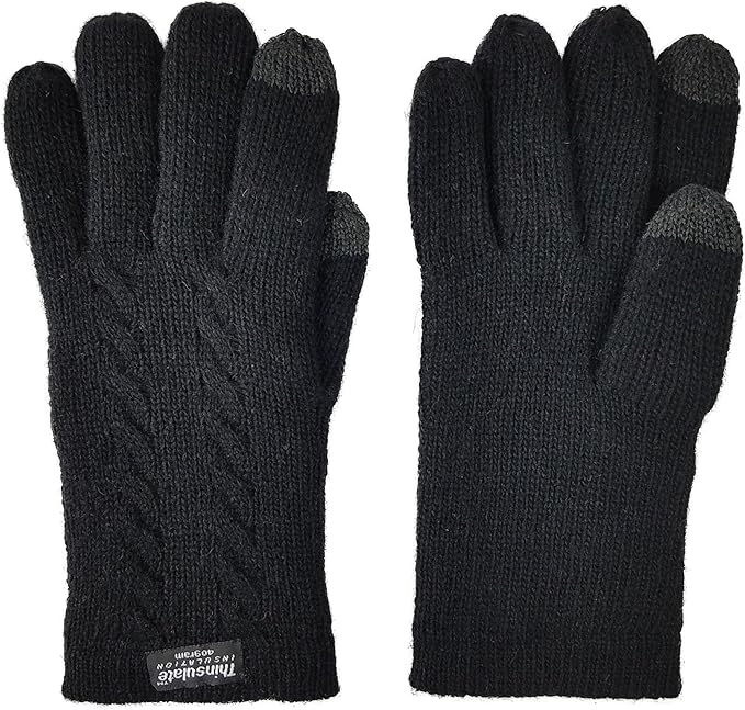 BRUCERIVER Ladie's Pure Wool Knit Gloves with Thinsulate Lining and Cable design