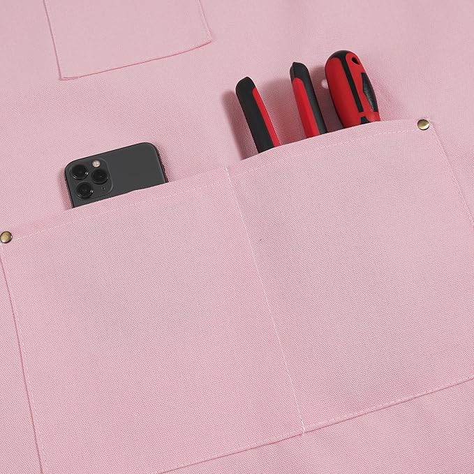 Chef Aprons for Men Canvas Apron with Large Pockets and Adjustable Neck Strap for Cooking,BBQ, Gardening