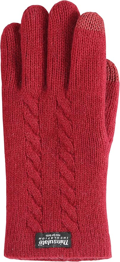 BRUCERIVER Ladie's Pure Wool Knit Gloves with Thinsulate Lining and Cable design