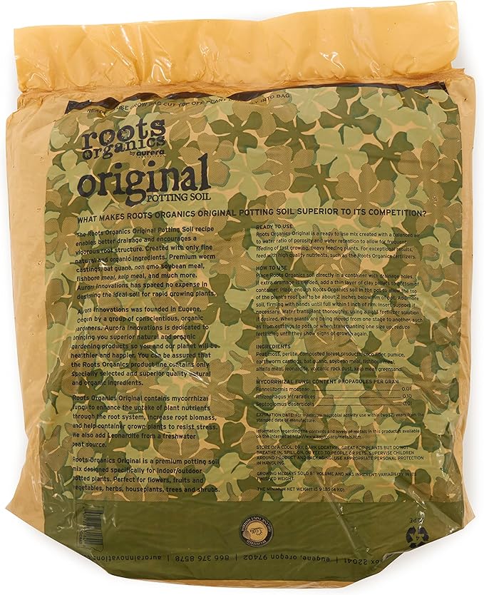 Roots Organics ROD75 Hydroponic Gardening Original Coco Fiber Based Potting Soil 0.75 Cubic Feet