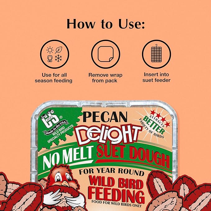 C&S Pecan Delight No Melt Suet Dough 11.75 Ounces 8 Pack