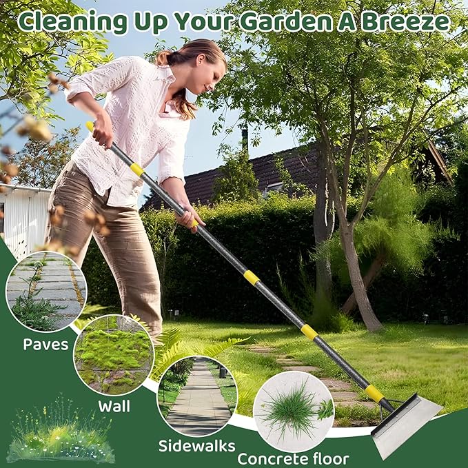 Snow Shovel Ice Scrapers, 60” Garden Flat Shovel for Driveway Snow Ice Removal, Stainless Steel Multifunctional Cleaning Shovels Chopper Floor Scraper for Outdoor Walkway Car