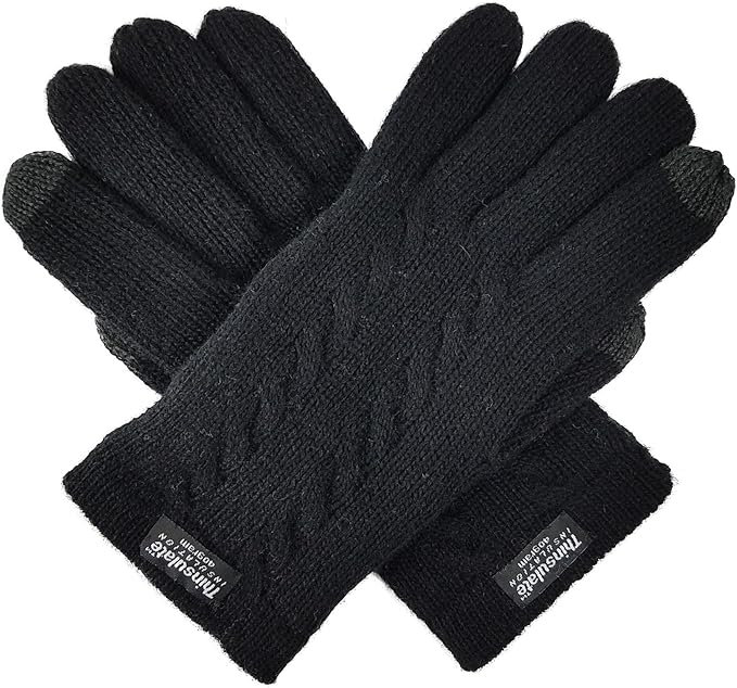 BRUCERIVER Ladie's Pure Wool Knit Gloves with Thinsulate Lining and Cable design