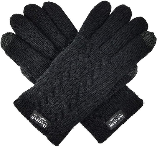 BRUCERIVER Ladie's Pure Wool Knit Gloves with Thinsulate Lining and Cable design