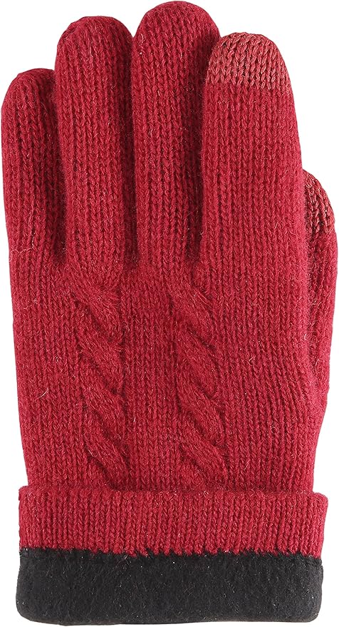 BRUCERIVER Ladie's Pure Wool Knit Gloves with Thinsulate Lining and Cable design