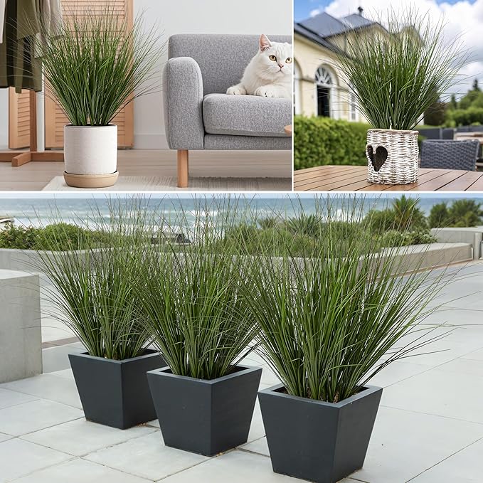 12PCS Fake Plants Artificial Wheat Grass Greenery Plastic Plants Fake Grass Artificial Plants for Outdoor Decor Artificial Grass Plant with Greenery Stems for Indoor Home Decoration 26.4"