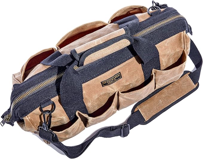 Readywares Tool Bag, Heavy Duty Waxed Canvas Bag for Gear, Tools, Supplies and Equipment (18", Tan)