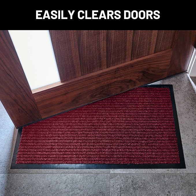 Sierra Concepts 2-Pack Front Door Mat Red - Indoor Outdoor Floor Doormat Rug Entryway Welcome Mats - Entrance Shoe Scraper, Entry Inside Outside, 30" x 17"