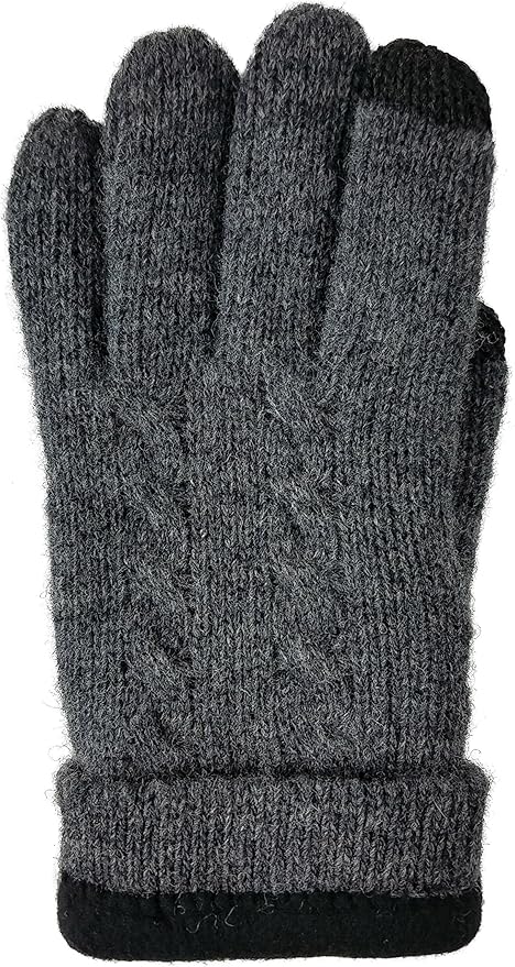 BRUCERIVER Ladie's Pure Wool Knit Gloves with Thinsulate Lining and Cable design