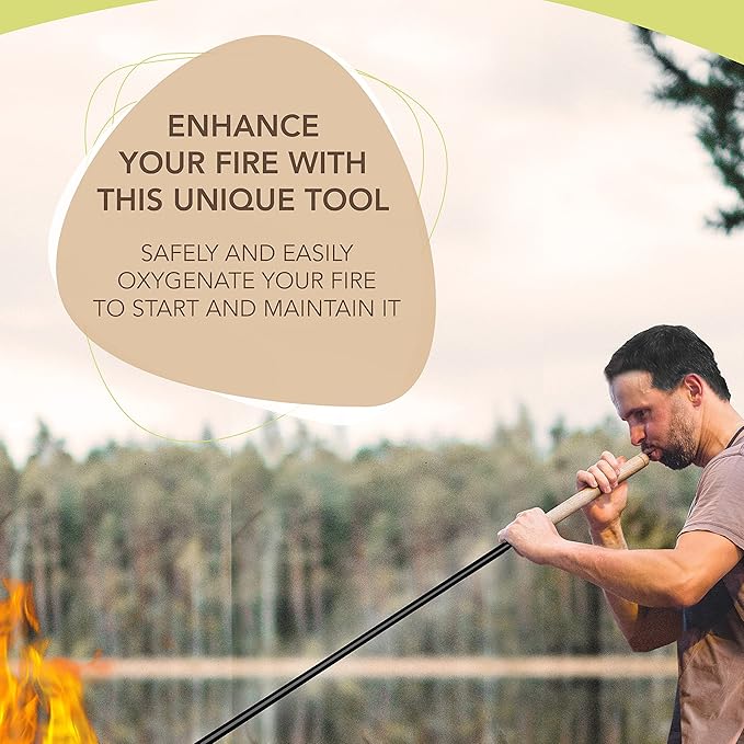KABIN Blow Stick -Extendable Blow Poke & Fire Poker - Oxygenate & Stoke Your Fire Safely & Easily in Fireplaces & Woodstoves - Fireplace Tools Set