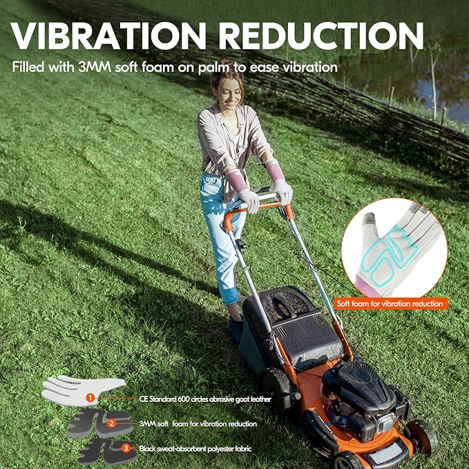 Vgo... 1-Pair Premium Genuine Goat Leather Extra-Long Cuff Thornproof Gardening Gloves (Size L, Pink White, GA1013)