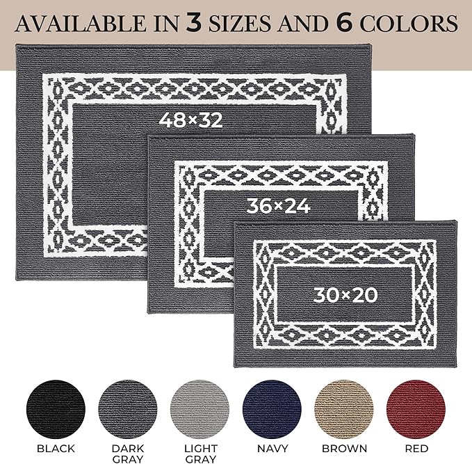 Premium Quality Polypropylene Indoor Door Mat - Beautiful Design with Non-Slip Backing, Washable & Low Profile Doormat - Ideal for Entryway Doors, Foyer, and Mudroom (32" x 48")