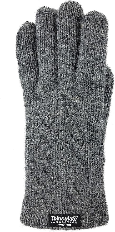 BRUCERIVER Ladie's Pure Wool Knit Gloves with Thinsulate Lining and Cable design