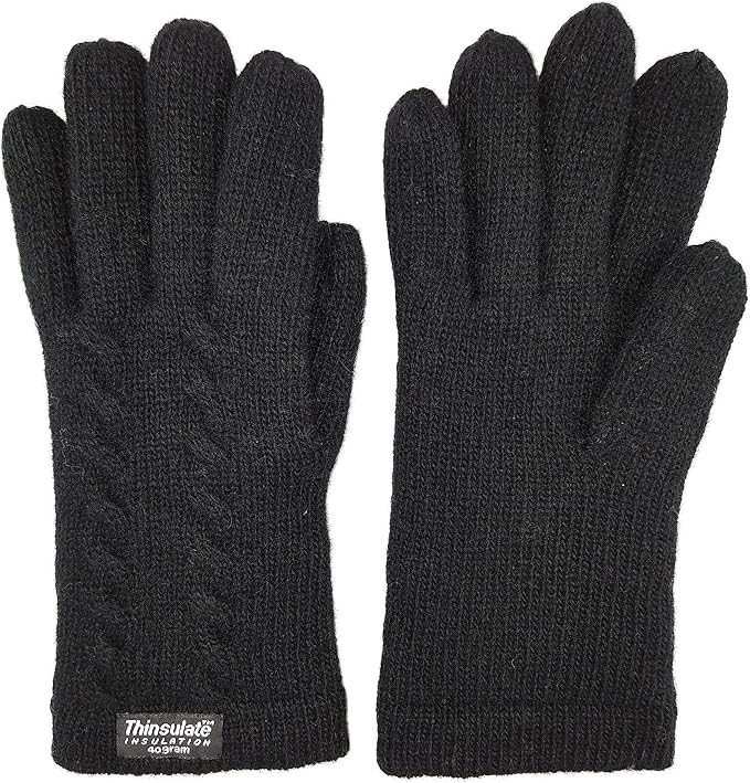 BRUCERIVER Ladie's Pure Wool Knit Gloves with Thinsulate Lining and Cable design